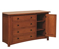 #42460: 4 Drawer Dresser with Door shown --- Shown open  --- QSWO finished with Michaels: OCS-113