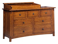 #42462: 7 Drawer Dresser shown with #42465: Box Top - for changing table pad  --- QSWO finished with Golden Brown: CF-10901