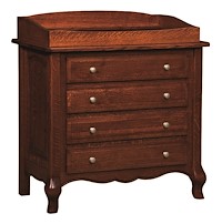 #42473: 4 Drawer Dresser shown with #42480: Box Top - for changing table pad  --- QSWO finished with Golden Brown: CF-10901