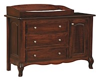 #42474: 3 Drawer Dresser with Door  shown with #42480: Box Top - for changing table pad  --- Shown with premium Finish --- Br Maple 