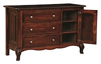 #42474: 3 Drawer Dresser with Door  shown --- Shown with premium Finish and shown open  --- Br Maple 