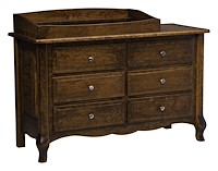 #42475: 6 Drawer Dresser shown with #42480: Box Top - for changing table pad  --- Shown with premium Finish  --- Sap Cherry 