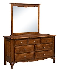 #42476: 7 Drawer Dresser shown with #42478: Dresser Mirror  --- Shown with premium Finish  --- Sap Cherry 