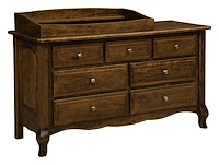 #42476: 7 Drawer Dresser shown with #42480: Box Top - for changing table pad  --- Shown with premium Finish  --- Sap Cherry 