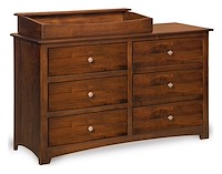 #42488: 6 Drawer Dresser shown with #42493: Box Top - for changing table pad  --- Br Maple finished with Rich Tobacco: OCS-228