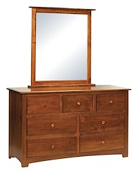 #42489: 7 Drawer Dresser shown with #42491: Dresser Mirror  --- Oak finished with S-14: OCS-108 *DISCONTINUED*