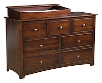 #42489: 7 Drawer Dresser shown with #42493: Box Top - for changing table pad  --- Sap Cherry finished with Rich Tobacco: OCS-228