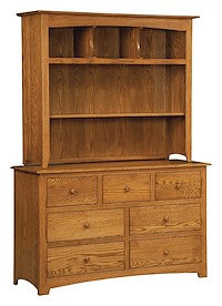 #42489: 7 Drawer Dresser shown with #42492: Hutch Top  --- Oak finished with S-14: OCS-108 *DISCONTINUED*