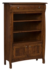 #42499: Bookcase with Drawer shown --- Shown with premium Finish  --- Sap Cherry 