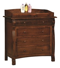 #42501: 4 Drawer Dresser shown with #42507: Box Top - for changing table pad  --- Br Maple finished with Asbury Brown: FC-7992