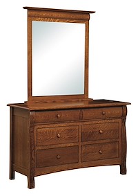 #42502: 6 Drawer Dresser shown with #42505: Dresser Mirror  --- QSWO finished with Asbury Brown: FC-7992