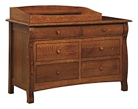 #42502: 6 Drawer Dresser shown with #42507: Box Top - for changing table pad  --- QSWO finished with Asbury Brown: FC-7992