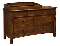 #42503: 7 Drawer Dresser shown with #42507: Box Top - for changing table pad  ---  Shown with premium Finish  --- Sap Cherry 