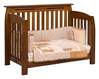 #42523: Toddler Rail Conversion Kit shown with #42522: Crib  --- Shown with Optional Inlays --- QSWO finished with Golden Brown: CF-10901