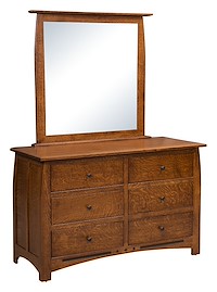 #42527: 6 Drawer Dresser shown with #42529: Dresser Mirror  --- QSWO finished with Golden Brown: CF-10901