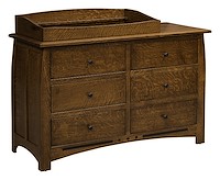 #42527: 6 Drawer Dresser shown with #42530: Box Top - for changing table pad  --- QSWO finished with Golden Brown: CF-10901