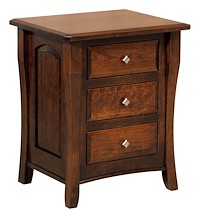 #42537: 3 Drawer Nightstand shown --- Sap Cherry finished with Rich Tobacco: OCS-228