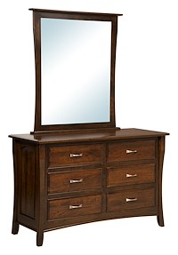 #42539: 6 Drawer Dresser shown with #42542: Dresser Mirror  --- Sap Cherry finished with Rich Tobacco: OCS-228