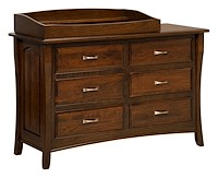 #42539: 6 Drawer Dresser shown with #42544: Box Top - for changing table pad  --- Sap Cherry finished with Rich Tobacco: OCS-228