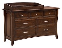 #42540: 7 Drawer Dresser shown with #42544: Box Top - for changing table pad  --- Sap Cherry finished with Rich Tobacco: OCS-228