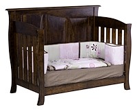 #42548: Toddler Rail Conversion Kit shown with #42547: Crib - Slat front  --- Sap Cherry finished with Burnt Umber: FC-10748