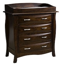 #42552: 4 Drawer Dresser shown with #42557: Box Top - for changing table pad  --- Sap Cherry finished with Burnt Umber: FC-10748