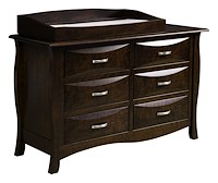 #42553: 6 Drawer Dresser shown with #42557: Box Top - for changing table pad  --- Sap Cherry finished with Burnt Umber: FC-10748