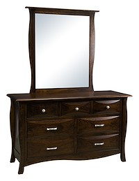 #42554: 7 Drawer Dresser shown with #42556: Dresser Mirror  --- Sap Cherry finished with Burnt Umber: FC-10748