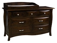 #42554: 7 Drawer Dresser shown with #42557: Box Top - for changing table pad  --- Sap Cherry finished with Burnt Umber: FC-10748