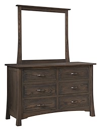 #42566: 6 Drawer Dresser shown with #42569: Dresser Mirror  --- Oak finished with Antique Slate: FC-19852