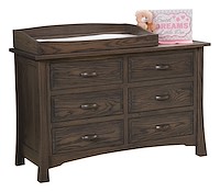 #42566: 6 Drawer Dresser shown with #42570: Box Top - for changing table pad  --- Oak finished with Antique Slate: FC-19852