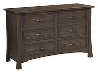 #42566: 6 Drawer Dresser shown --- Oak finished with Antique Slate: FC-19852