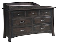 #42567: 7 Drawer Dresser shown with #42570: Box Top - for changing table pad  --- Oak finished with Dark Knight: FC-19093