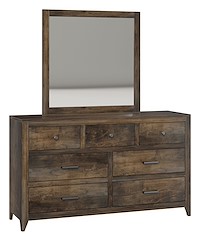 #42580: 7 Drawer Dresser shown with #42581: Dresser Mirror  --- Br Maple finished with Shadow: FC-24427