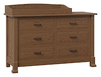 #42592: 6 Drawer Dresser shown with #42595: Box Top - for changing table pad  --- Br Maple finished with Almond: FC-42000