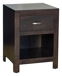 #42599: 1 Drawer Nightstand shown --- Br Maple finished with Dark Knight: FC-19093