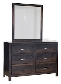 #42601: 6 Drawer Dresser shown with #42602: Dresser Mirror  --- Br Maple finished with Dark Knight: FC-19093