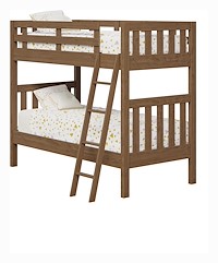 #42609: Bunk Bed - Twin over Twin - with Ladder shown --- Br Maple finished with Almond: FC-42000