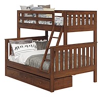 #42627: Bunk Bed - Twin over Full - with Ladder shown with #42630: 3 Drawer Storage Unit  --- Oak finished with Earthtone: FC-40592