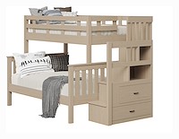 #42629: Bunk Bed - Twin over Full - with Staircase shown --- Oak finished with Creek Slate: D-22N10189