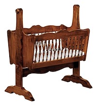 #42651: Classic Baby Cradle - with Pad shown --- Shown with #285 Cradle Pad --- Br Maple finished with S-14: OCS-108 *DISCONTINUED*