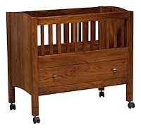 #42652: Solo Bassinet  -  with Drawer  - with Pad shown --- Shown in Grey Elm with #290 Bassinet Pad --- finished with Michaels: OCS-113