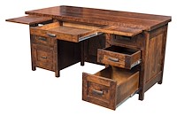#43245: Double Pedestal Desk shown --- Detail View Shown --- Rs Cherry finished with Asbury: OCS-117