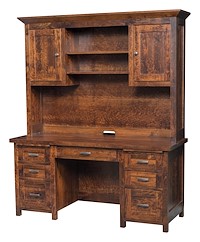 #43245: Double Pedestal Desk shown with #43246: Hutch for Double Pedestal Desk