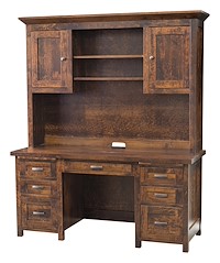#43245: Double Pedestal Desk shown with #43246: Hutch for Double Pedestal Desk