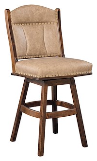 #43384: Dalton - Bar Chair - Side - 30" shown --- Shown with optional Leather --- Br Maple finished with Asbury: OCS-117