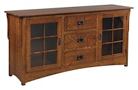 #43526: 64.5" Wide shown --- Tinted glass doors, 2 adjustable wood shelves behind each door --- QSWO finished with Michaels: OCS-113