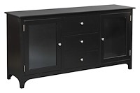 #43532: 69" Wide shown --- Tinted beveled glass doors, 2 adjustable wood shelves behind each door --- Br Maple finished with Ebony: FC-11047