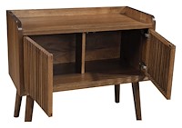 #43560: Record Player Stand - 36" shown --- Shown open --- Hickory finished with Cappuccino: OCS-119