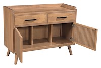 #43561: Record Player Stand - 42" - with drawers shown --- Shown open --- Br Maple finished with Tundra: OCS-133